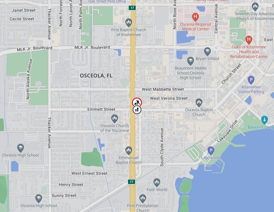 Traffic Management field view of an Emmett Street lane closure in Osceola County